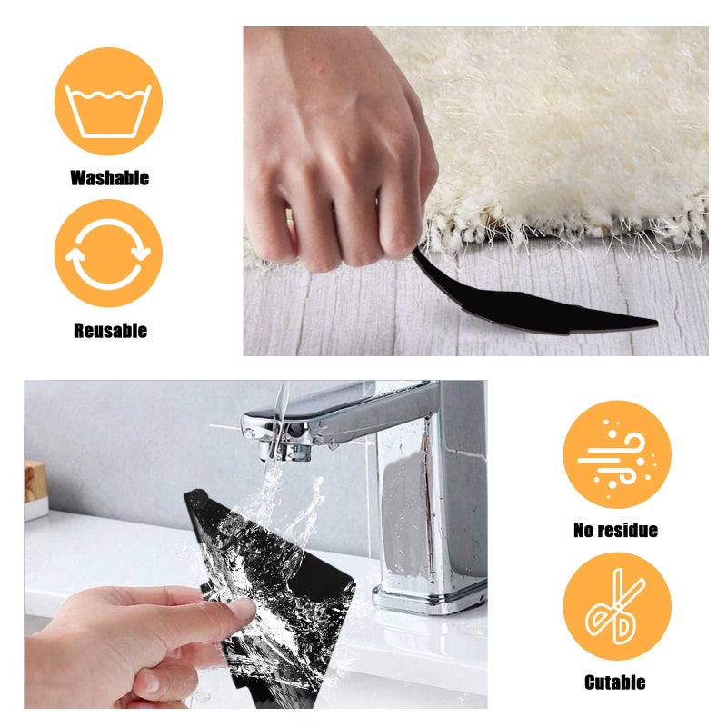Sahhika Rug Tape, 10 Pcs Double Sided Non Slip Reusable Rug Stopper, Washable Rug Pad Grippers for Hardwood Floors, Tile Floors, Carpets, Floor Mats, Wall (Black) - Image 4